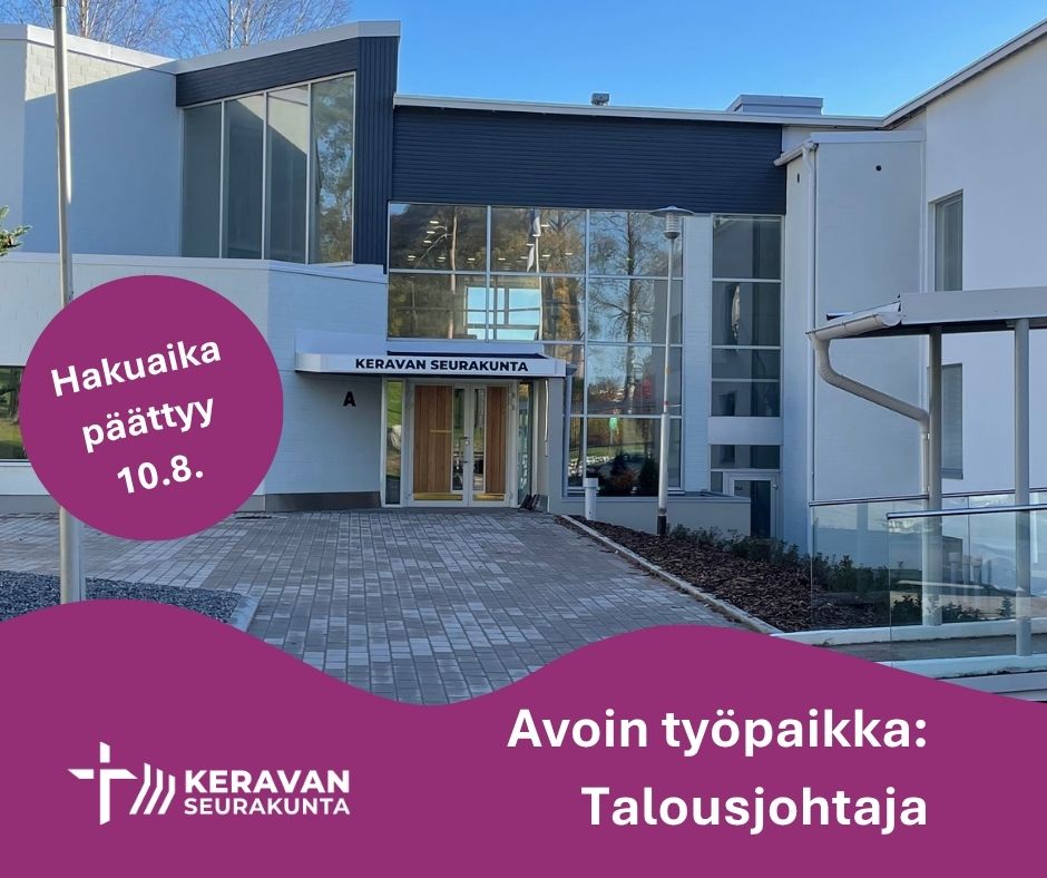Avoin työpaikka Talousjohtaja, hakuaika päättyy 10.8.