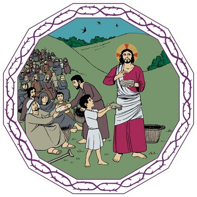Messu klo 10 Jeesus ruokkii pienen pojan eväillä 5000 miestä