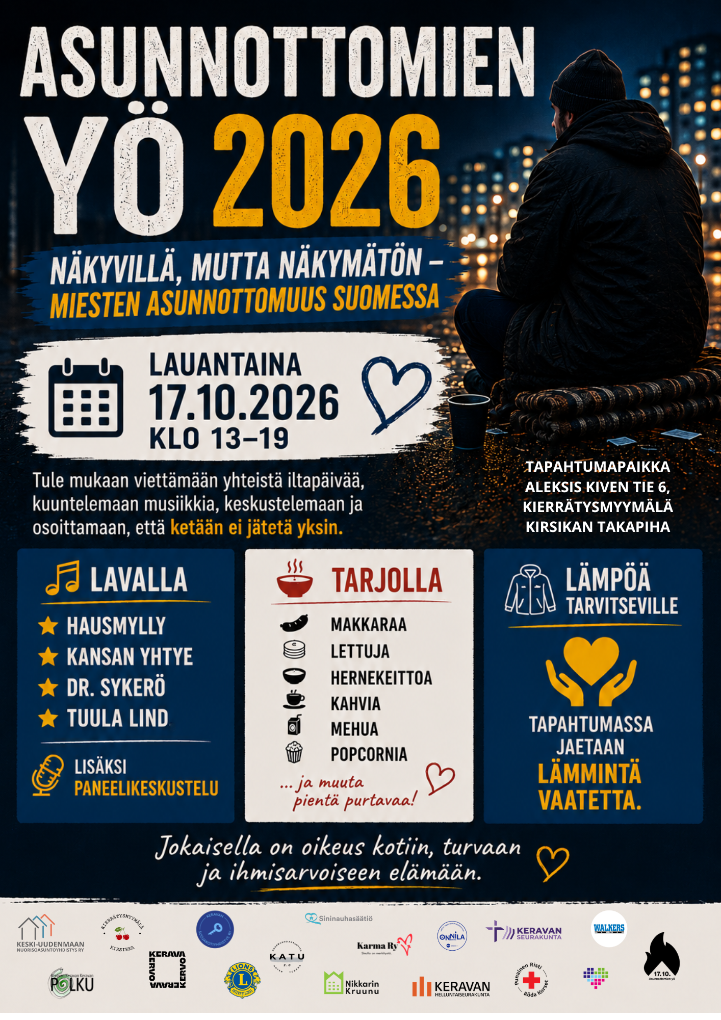 Asunnottomien yön juliste