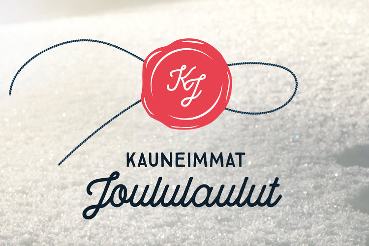 Kauneimmat Joululaulut livechat Facebookissa Kauneimmat joululaulut -logo valkoisella hangella.