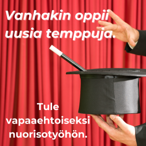 Taikurin hattu, kädet ja teksti: vanhakin oppii uusia temppuja.