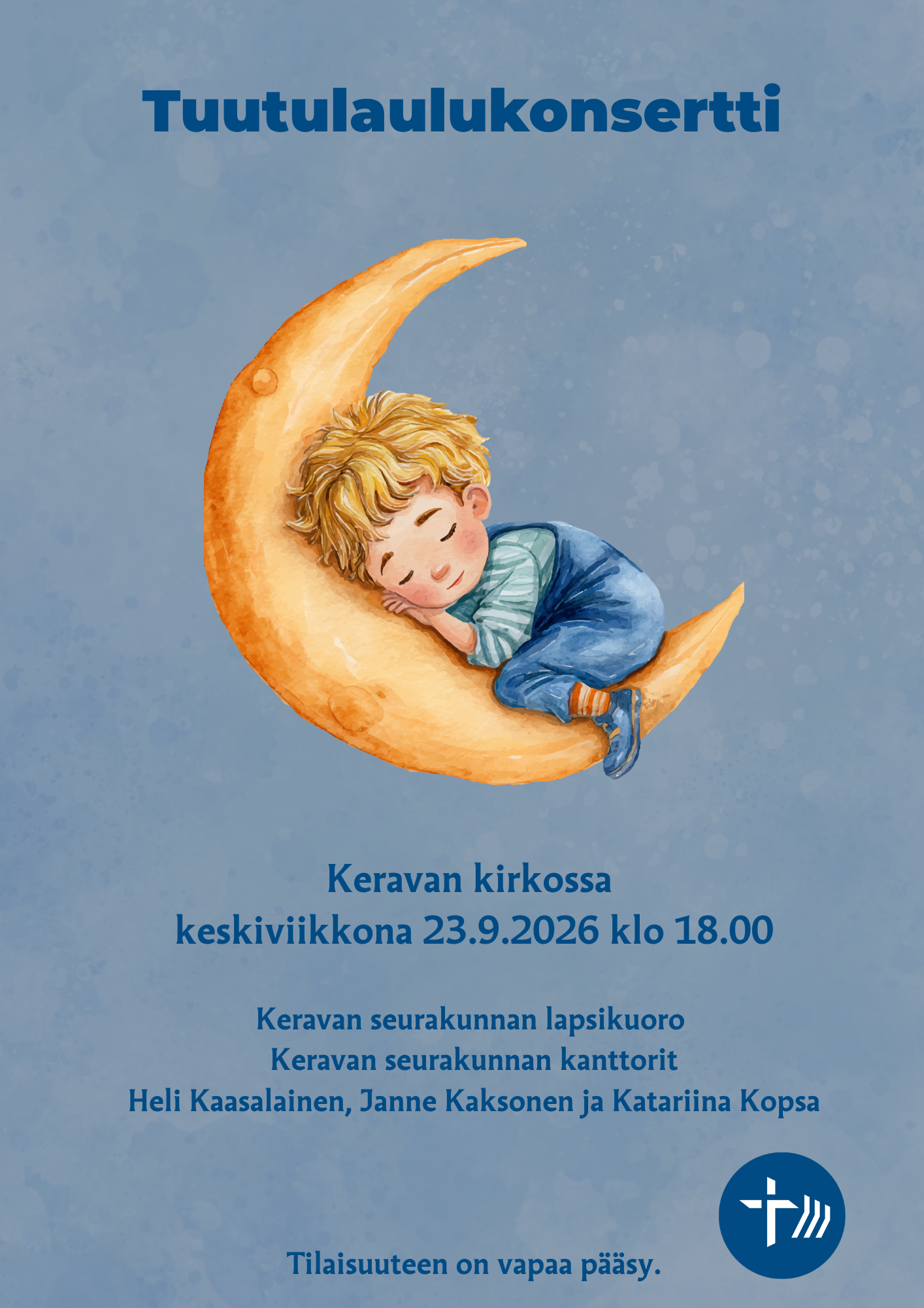 Nukkuva lapsi ja kuun sirppi.