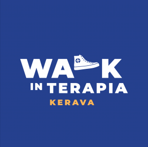 Walk in terapia logo eli tennarit ja teksti walk in terapia.